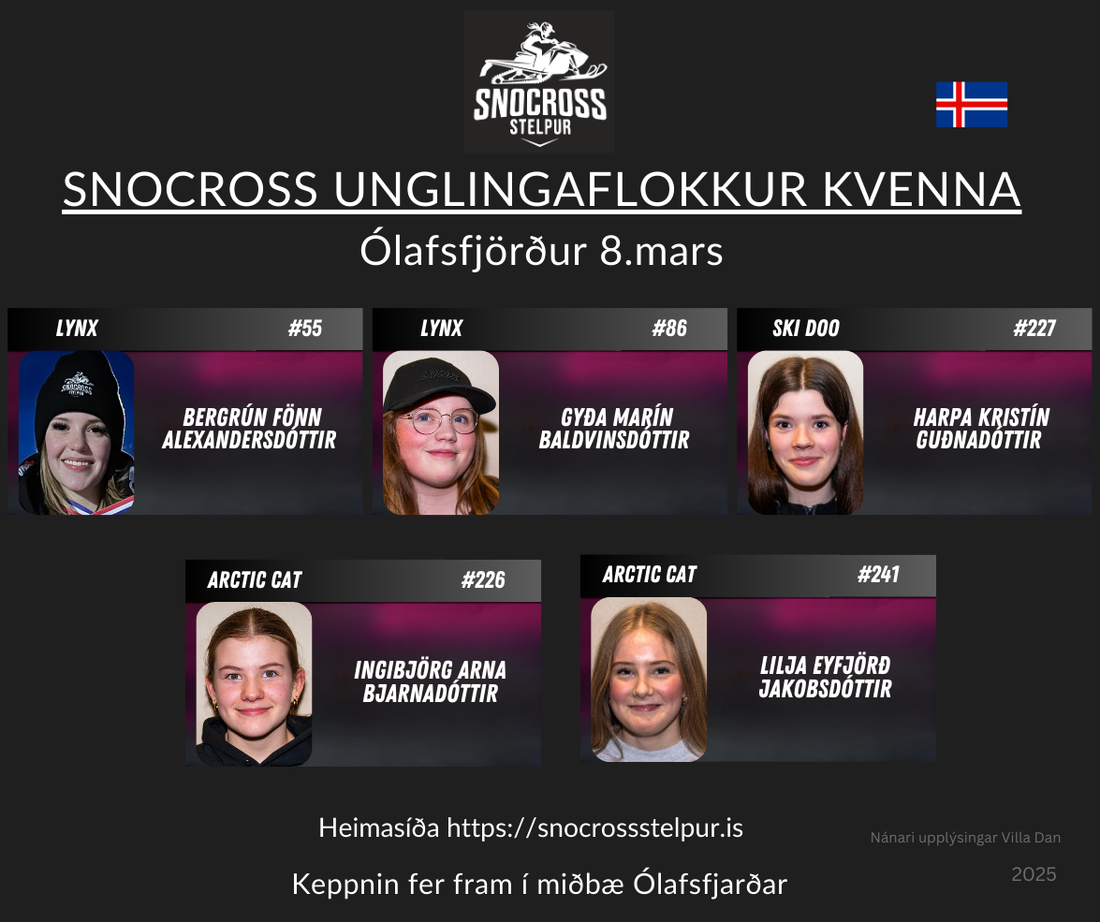 3.Umferð Íslandsmeistaramóts í Ólafsfirði 8.mars Unglingaflokkur kvenna